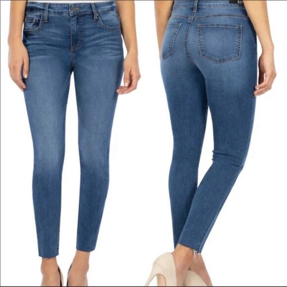Kut from the Kloth Connie Ankle Skinny Raw Hem Medium Wash Mid Rise Jeans Size 0 - Picture 11 of 11